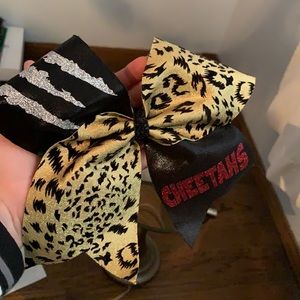 glittery cheetah print cheer bow